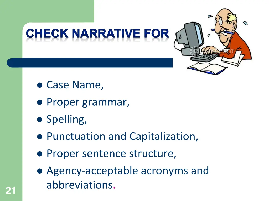 check narrative for