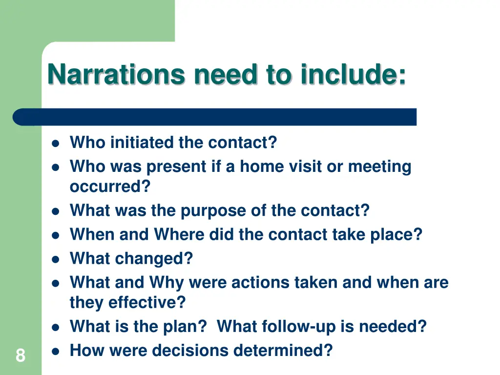 narrations need to include 1