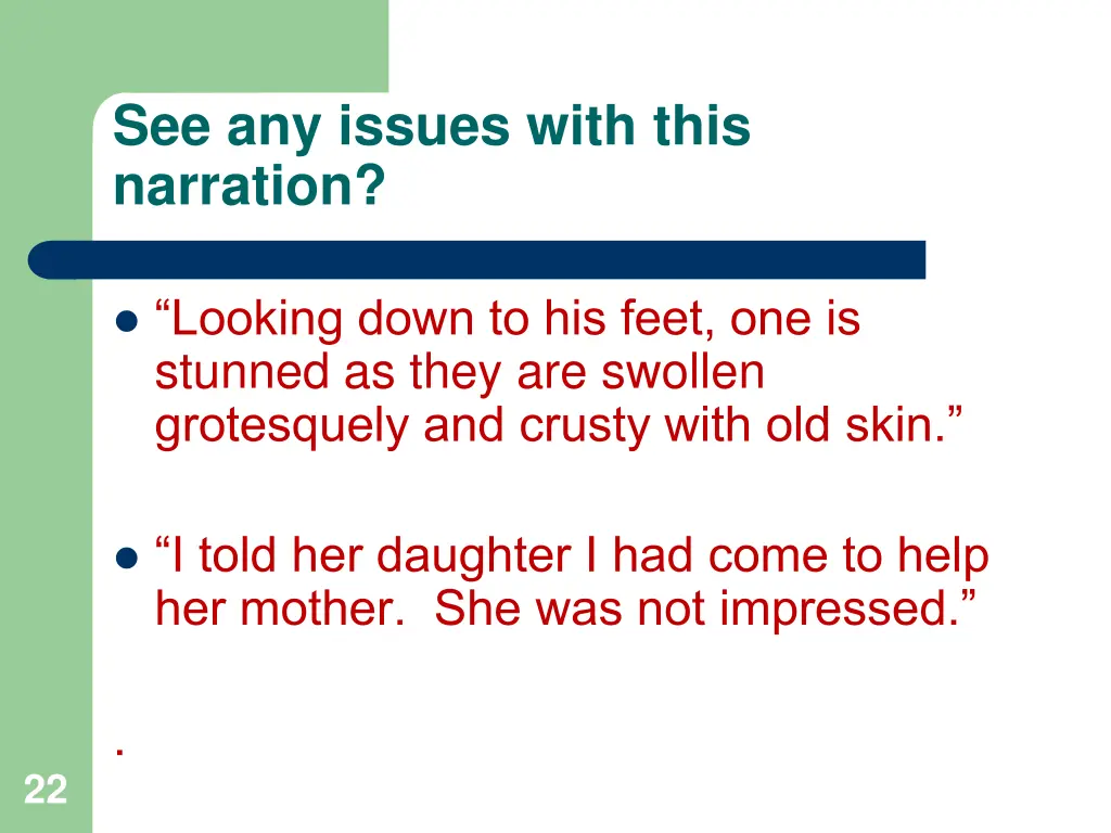 see any issues with this narration