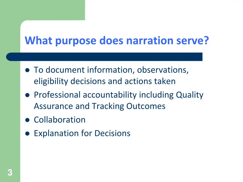 what purpose does narration serve