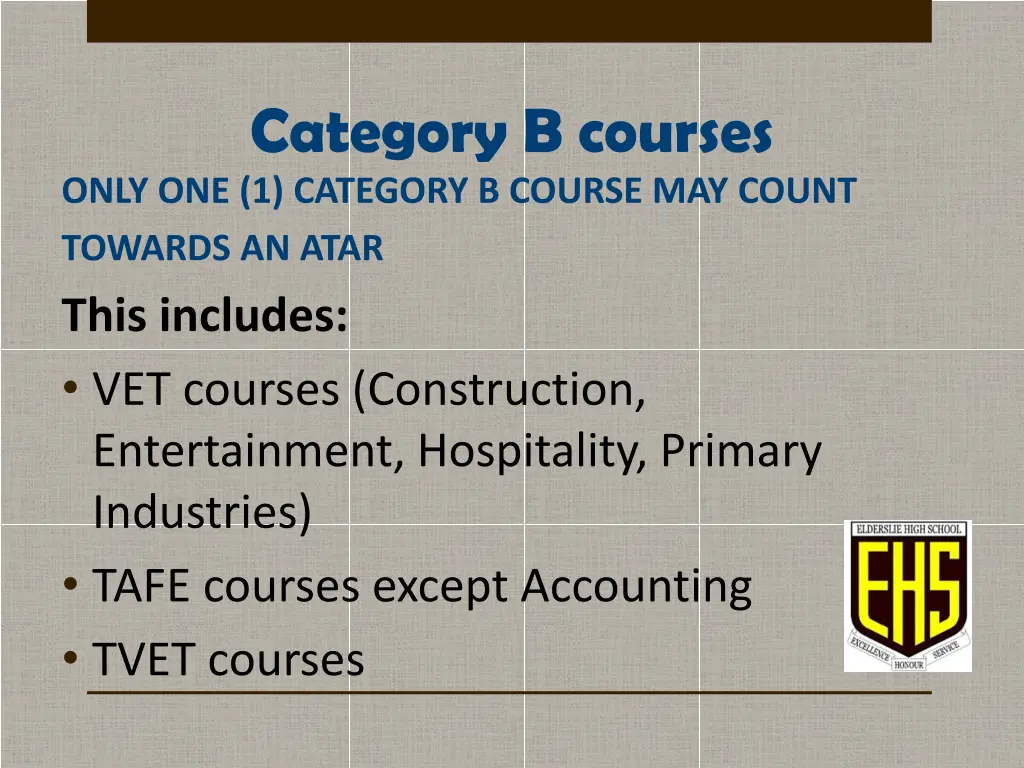 category b courses only one 1 category b course