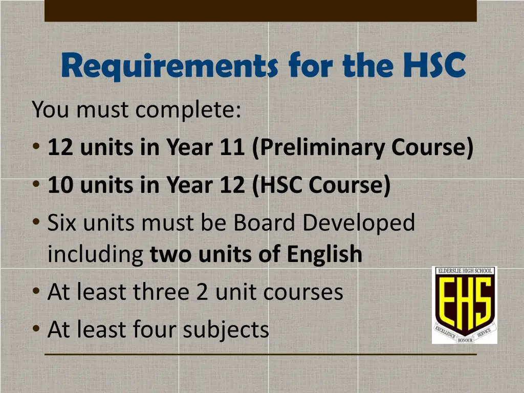 requirements for the hsc