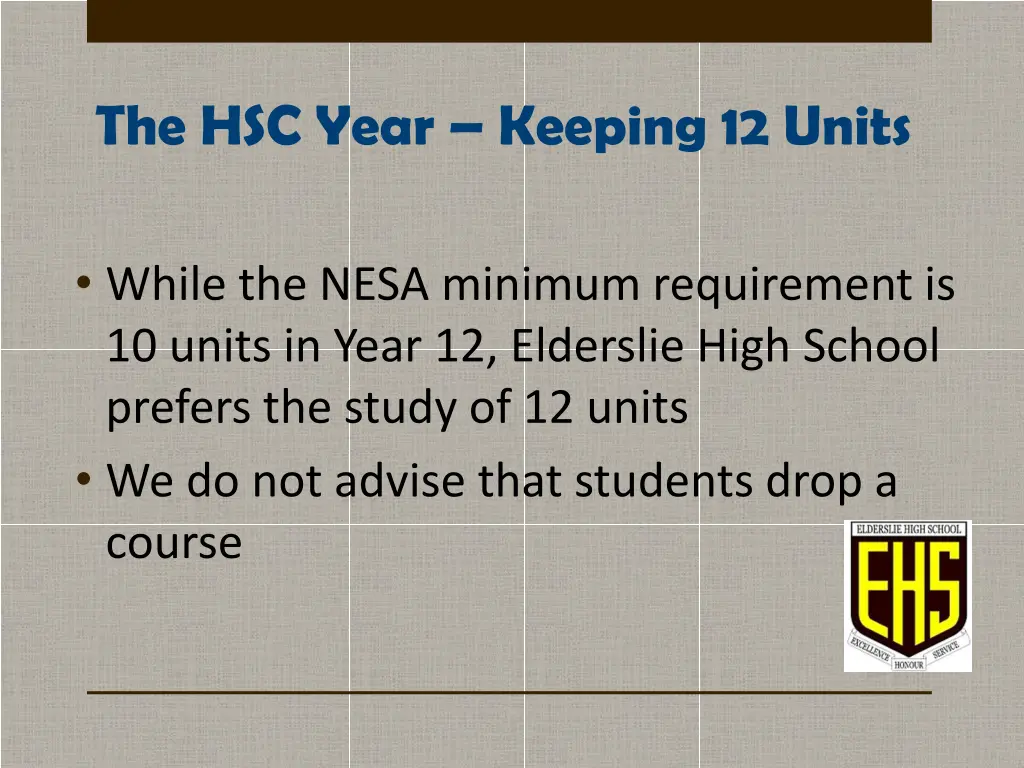 the hsc year keeping 12 units