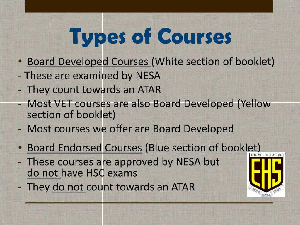 types of courses