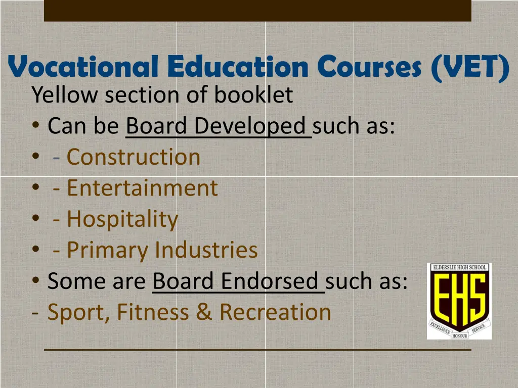 vocational education courses vet yellow section