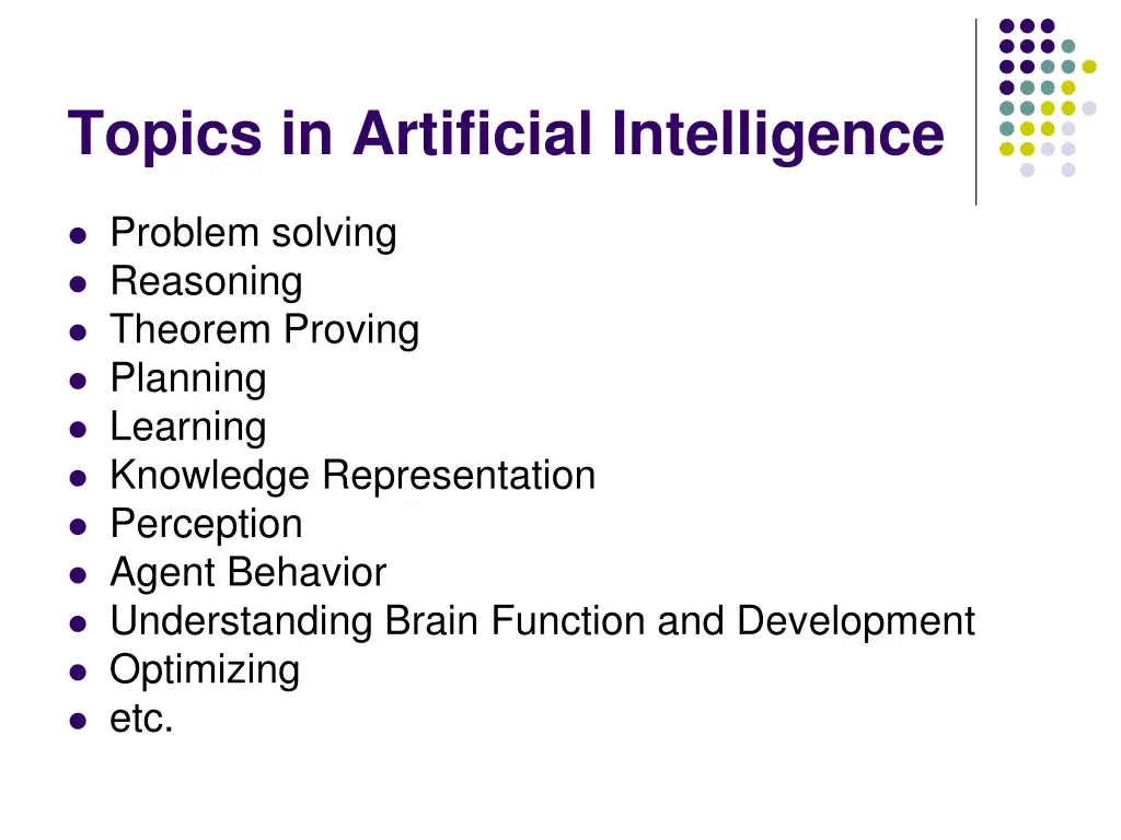 topics in artificial intelligence
