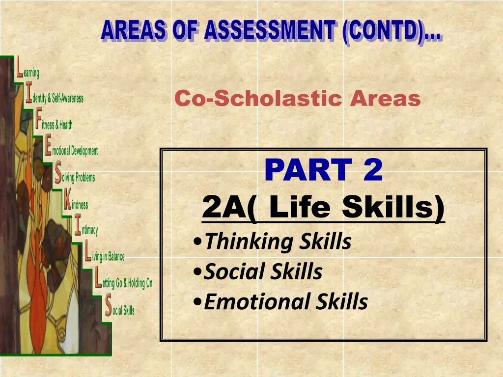 areas of assessment contd