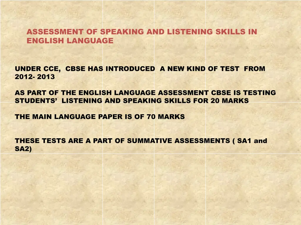 assessment of speaking and listening skills