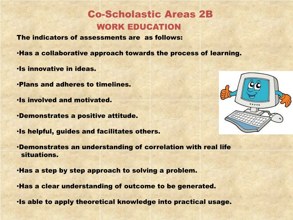 co scholastic areas 2b work education
