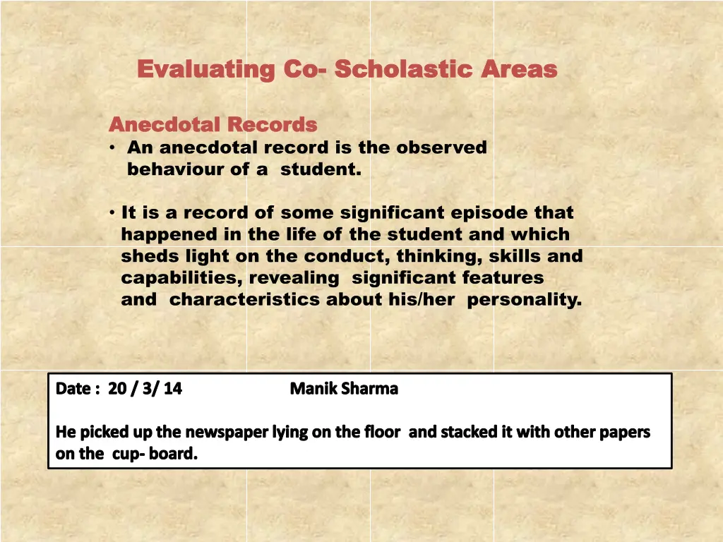 evaluating co evaluating co scholastic areas