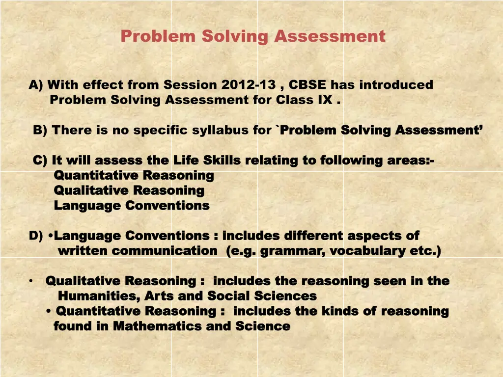 problem solving assessment