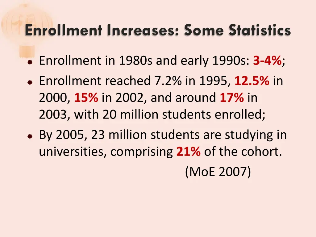 enrollment increases some statistics