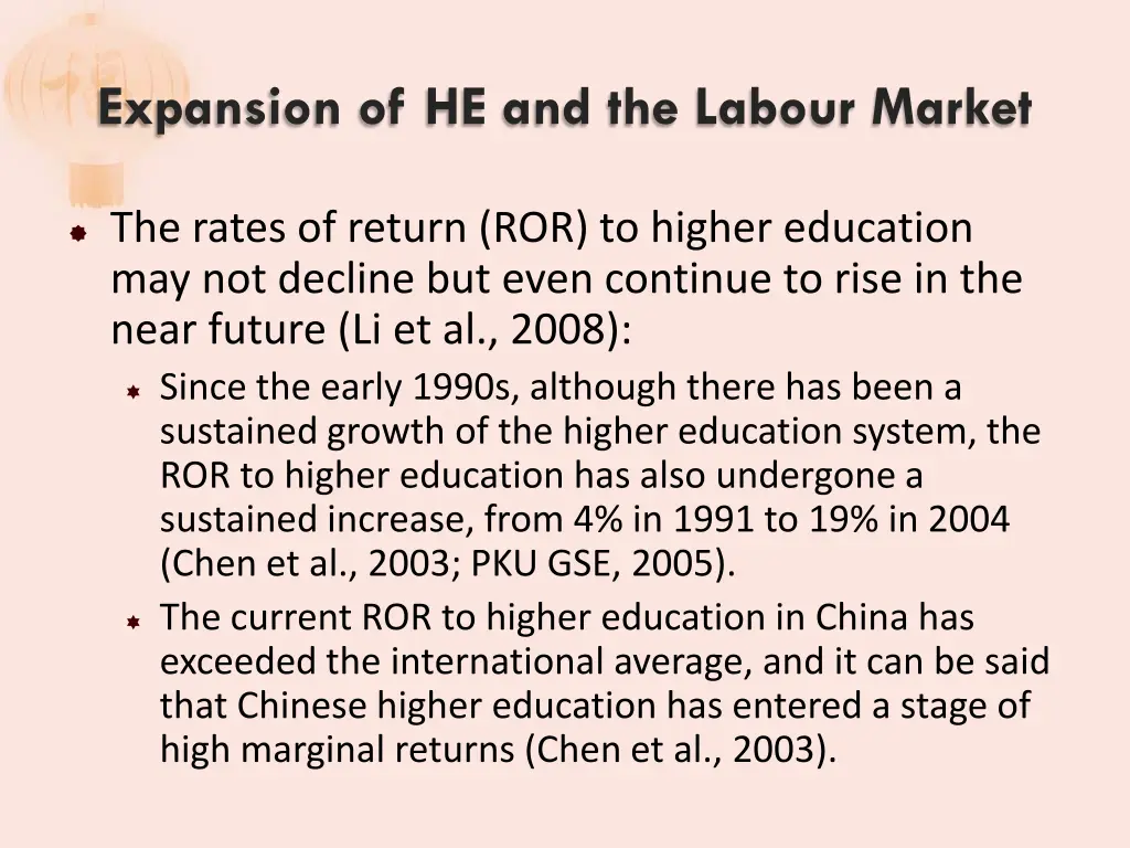expansion of he and the labour market