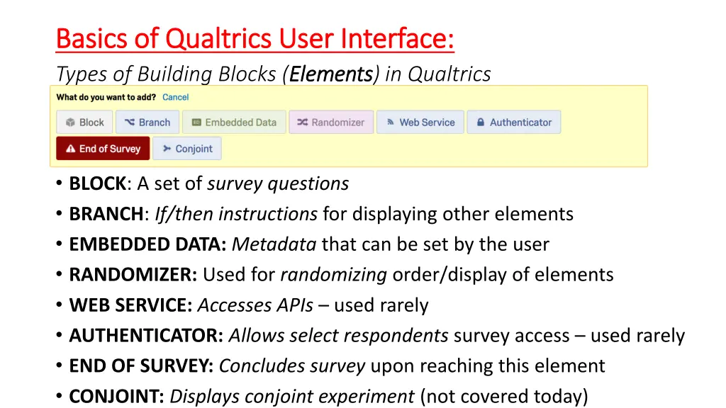basics of basics of qualtrics types of building