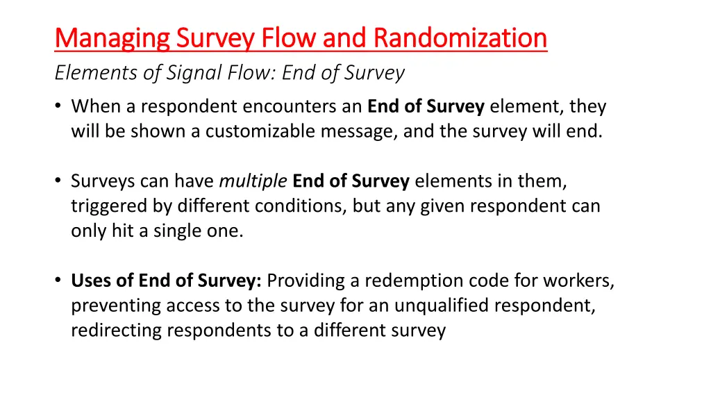 managing survey flow and randomization managing 5