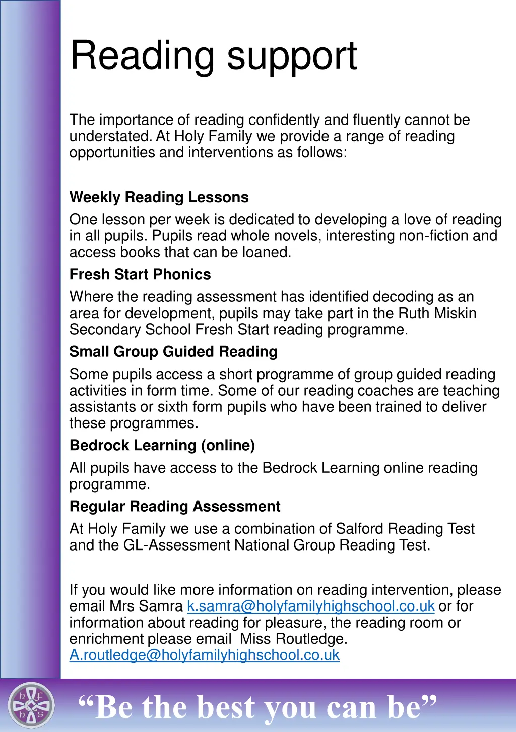reading support