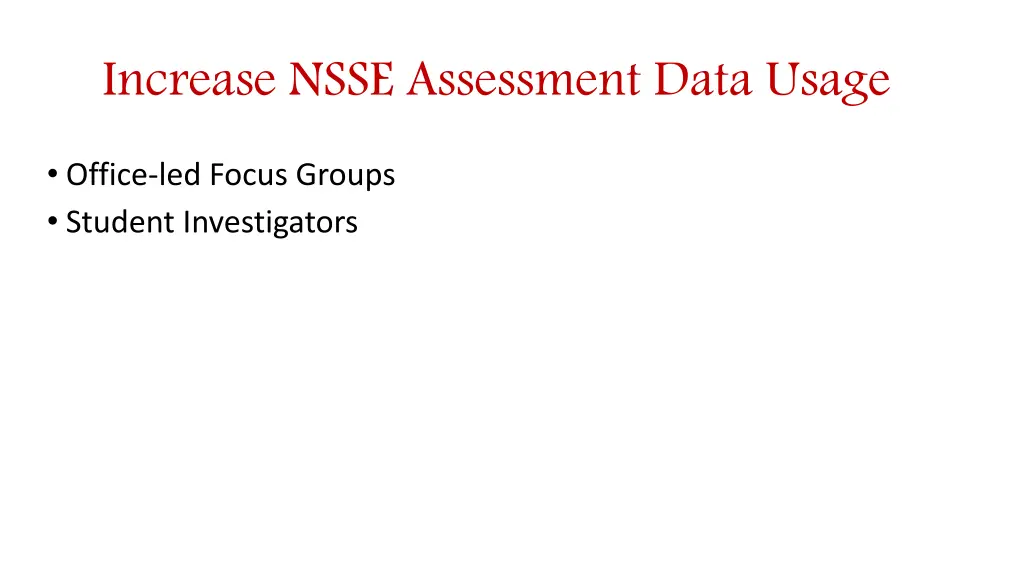 increase nsse assessment data usage