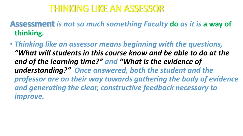 thinking like an assessor thinking like