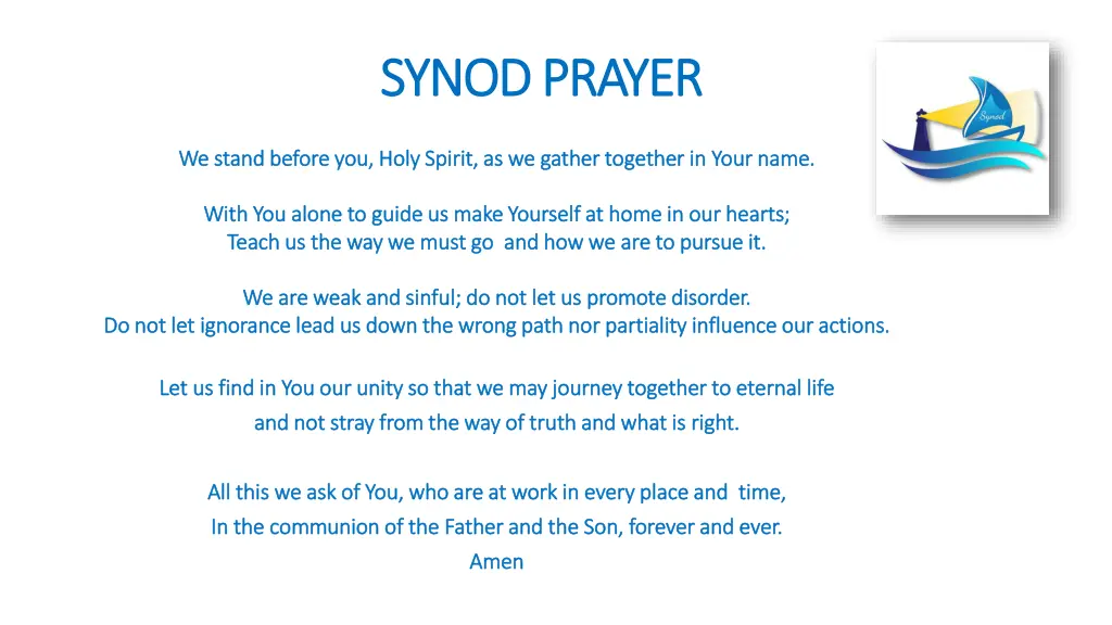 synod prayer synod prayer
