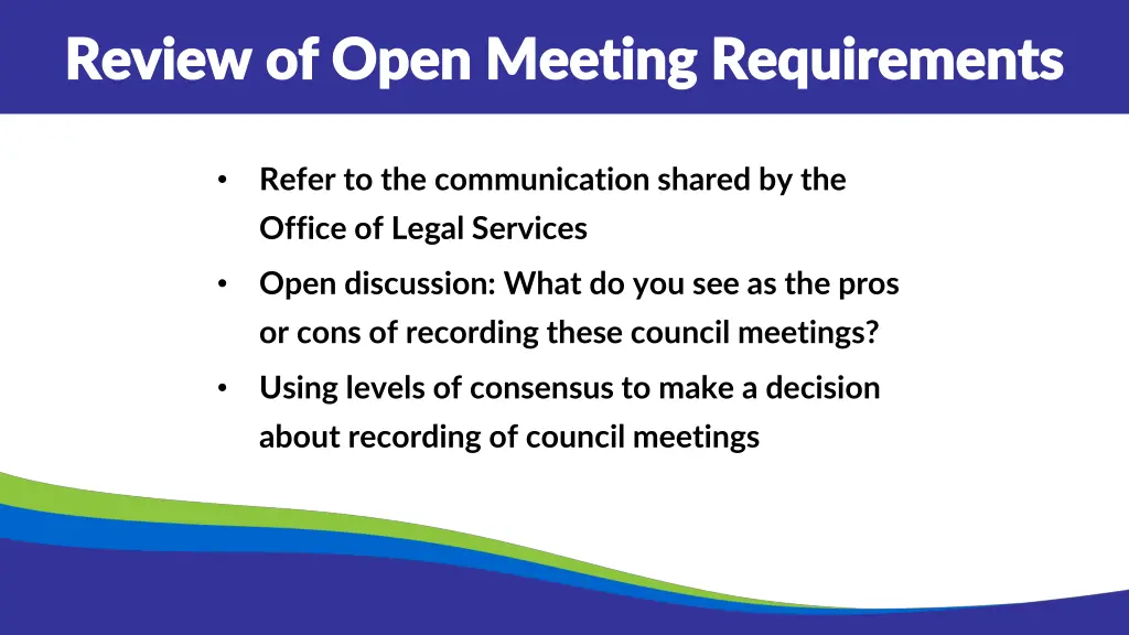 review of open meeting requirements review