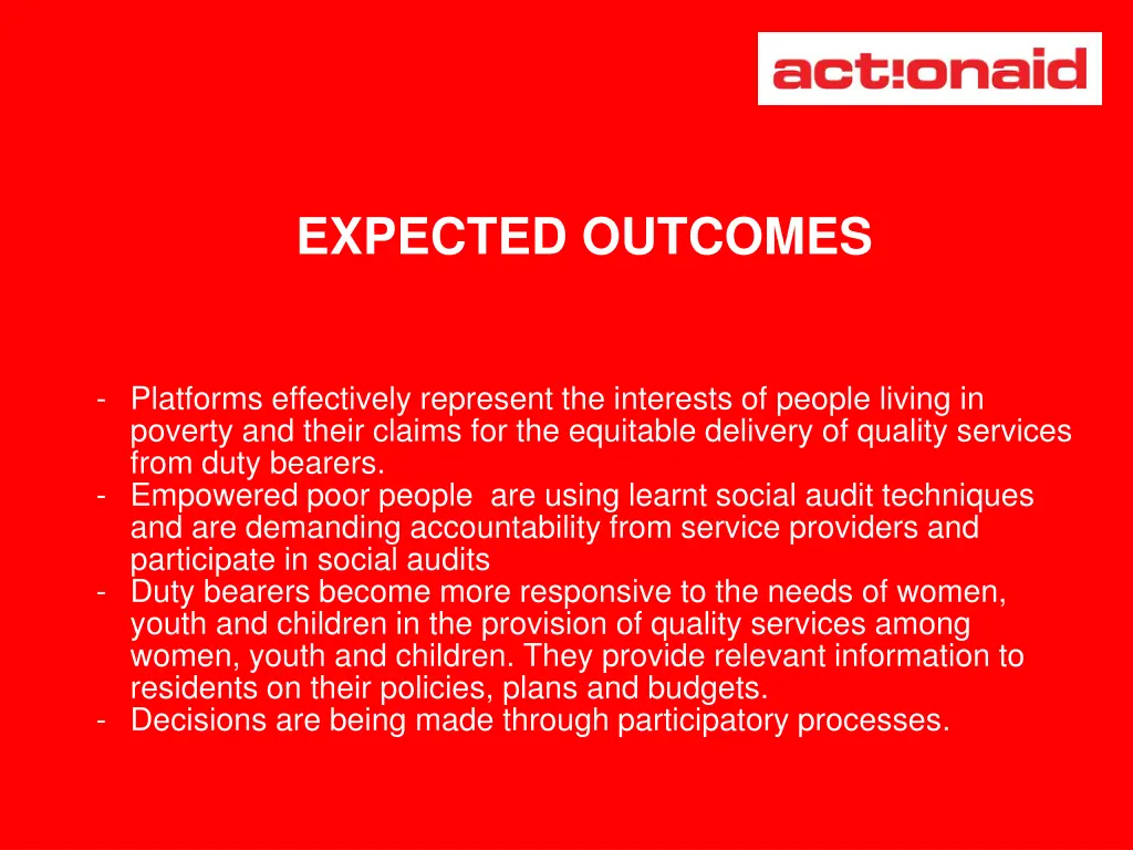 expected outcomes