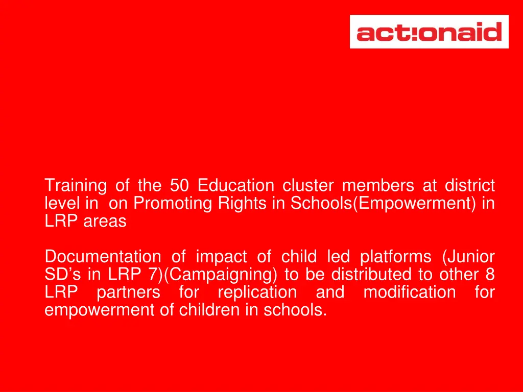 training of the 50 education cluster members