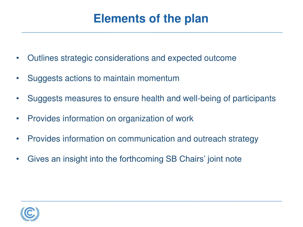 elements of the plan