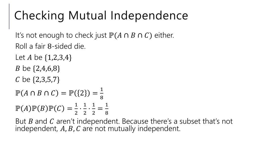 checking mutual independence 1