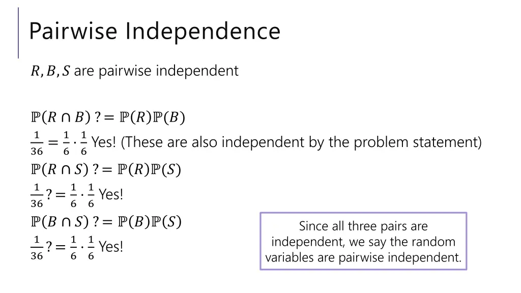 pairwise independence