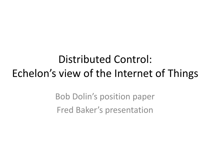 distributed control echelon s view