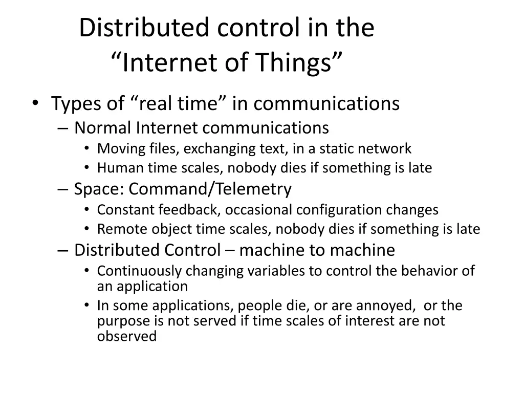 distributed control in the internet of things