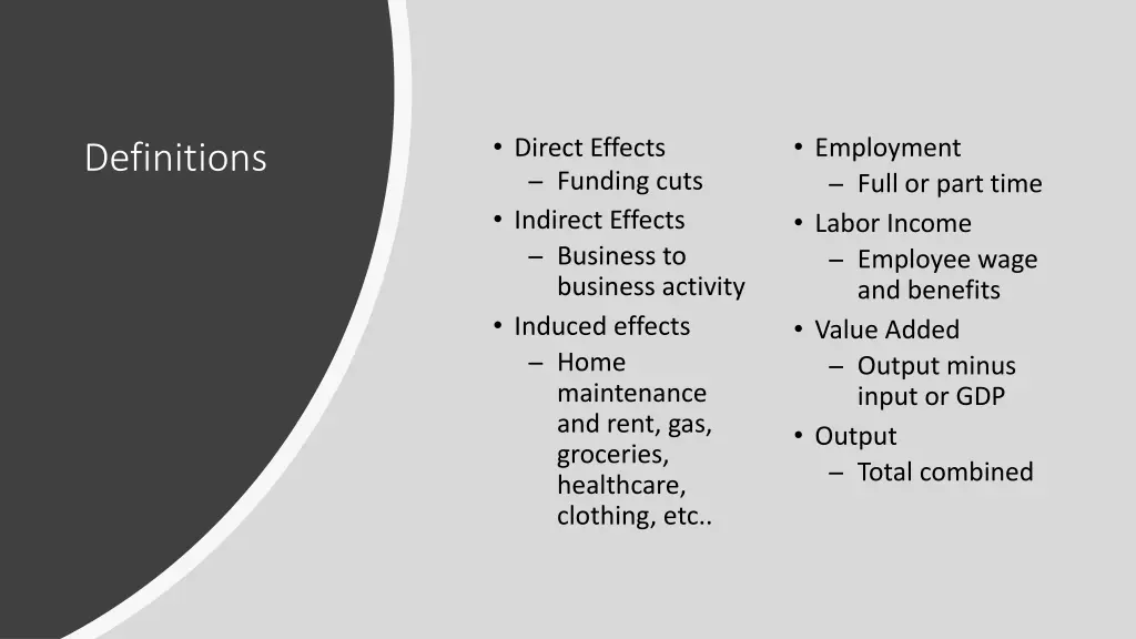 direct effects funding cuts indirect effects