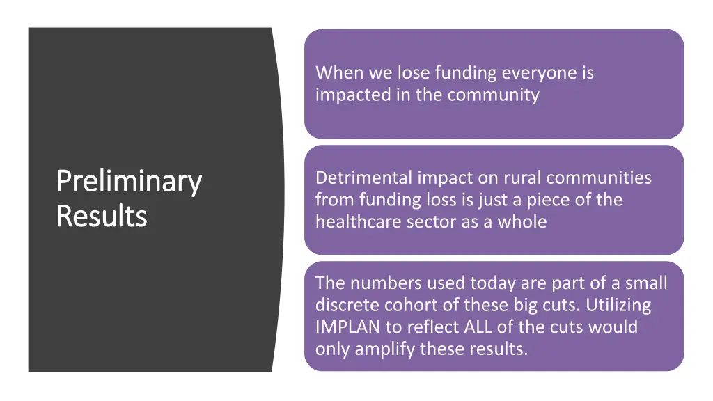when we lose funding everyone is impacted