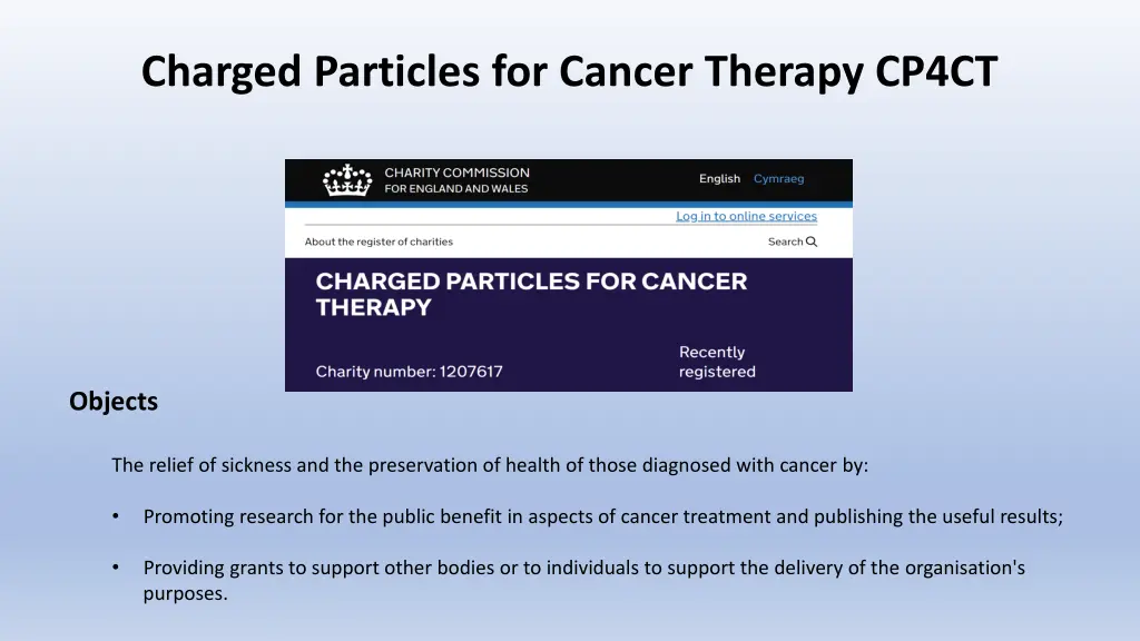 charged particles for cancer therapy cp4ct