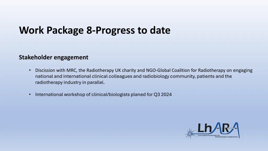 work package 8 progress to date 1