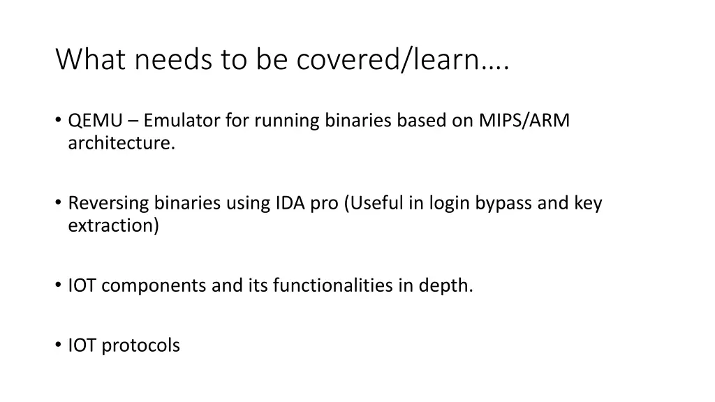 what needs to be covered learn