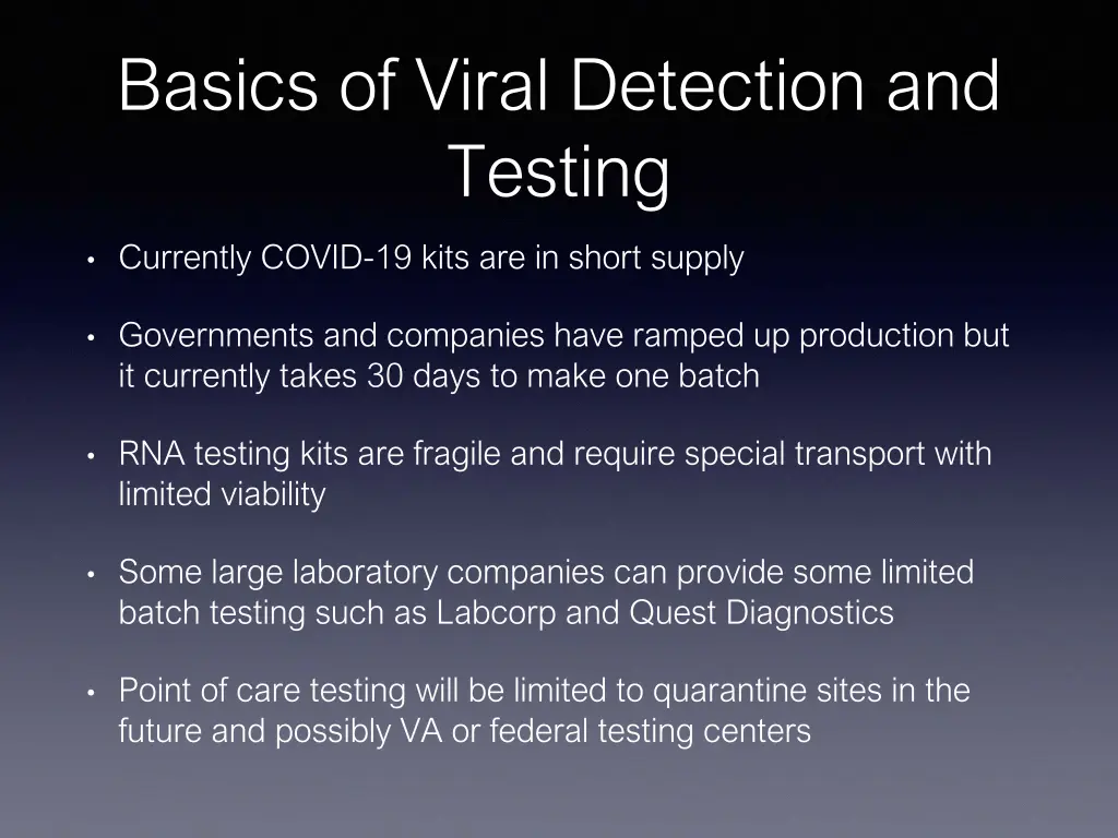 basics of viral detection and testing