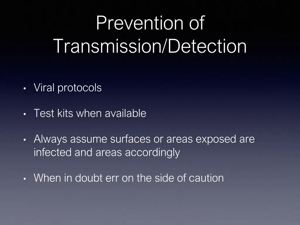 prevention of transmission detection