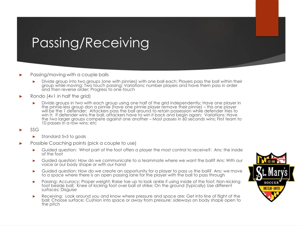passing receiving