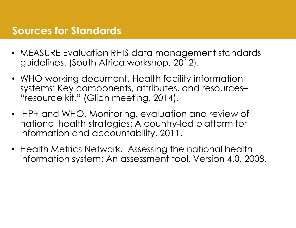 sources for standards