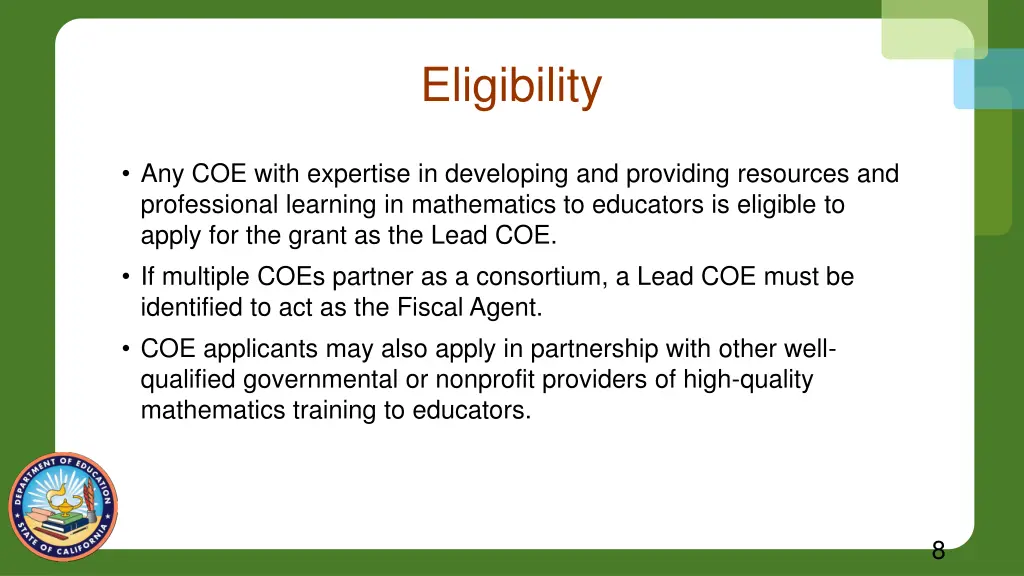 eligibility