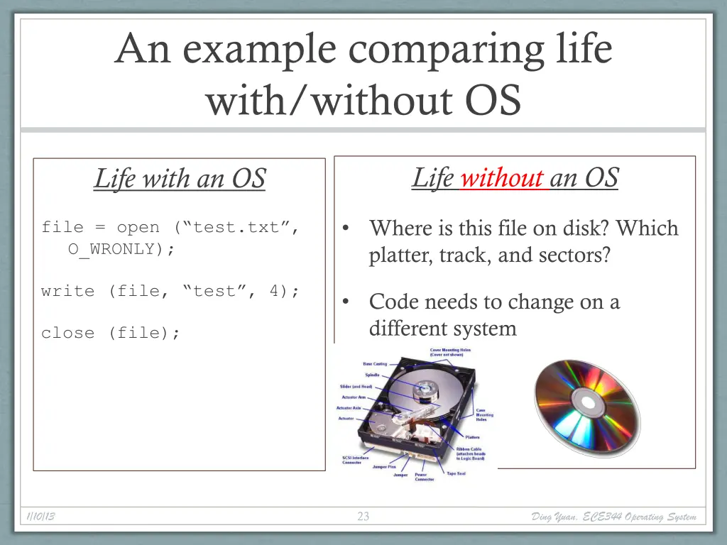 an example comparing life with without os