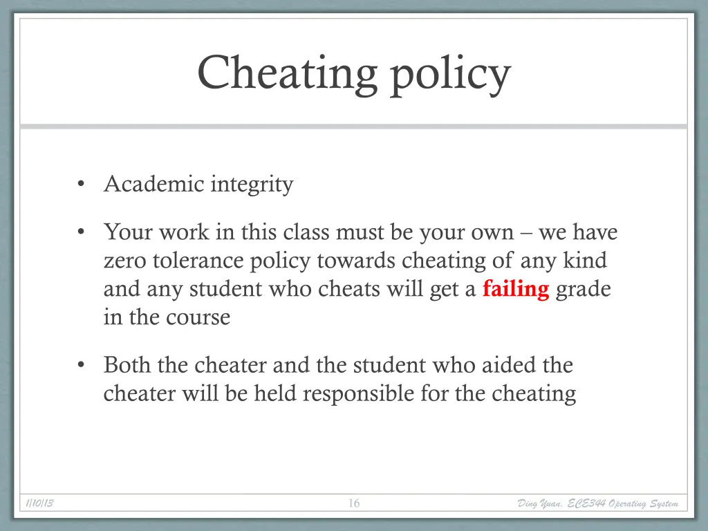 cheating policy