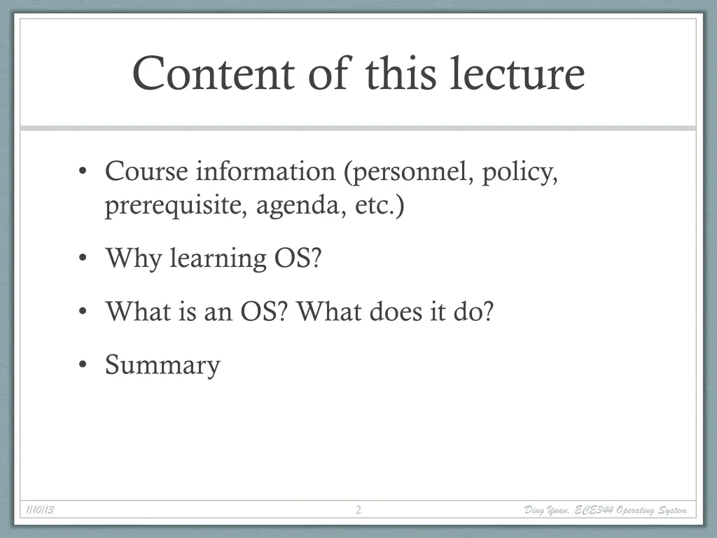 content of this lecture