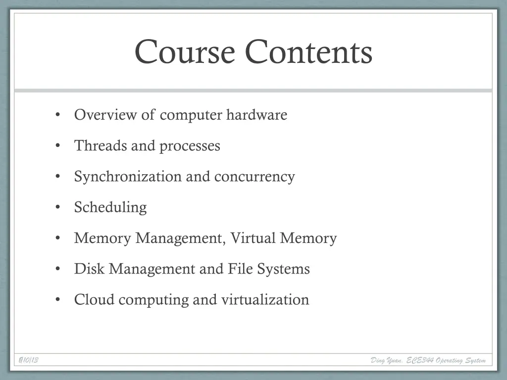 course contents
