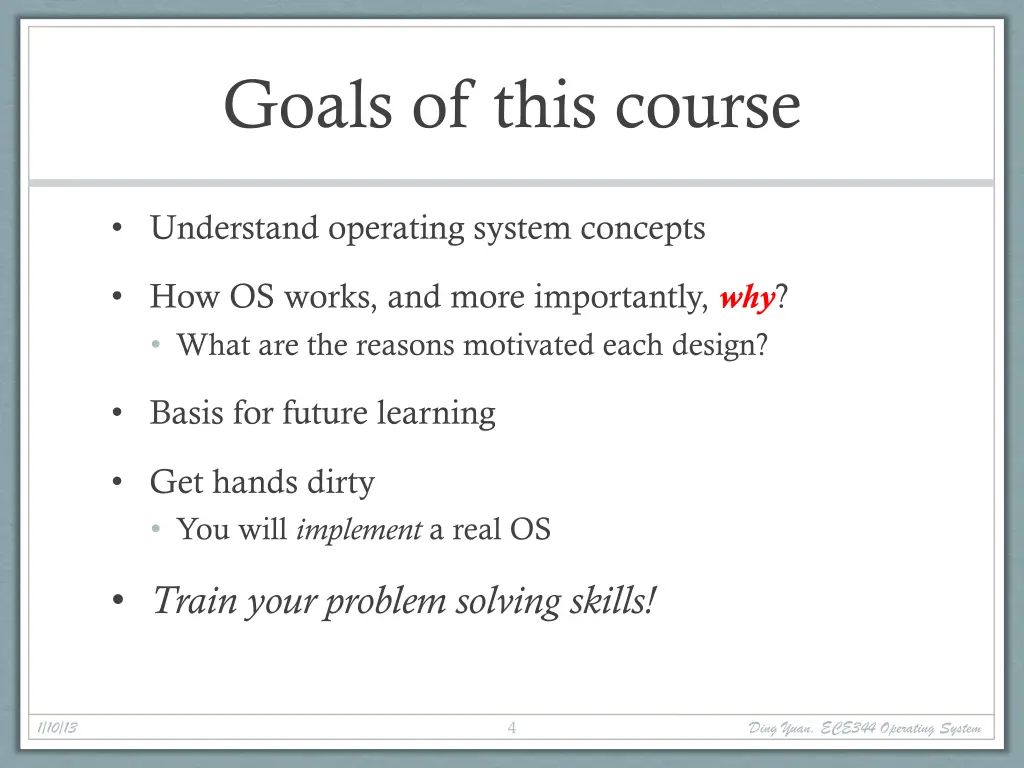 goals of this course