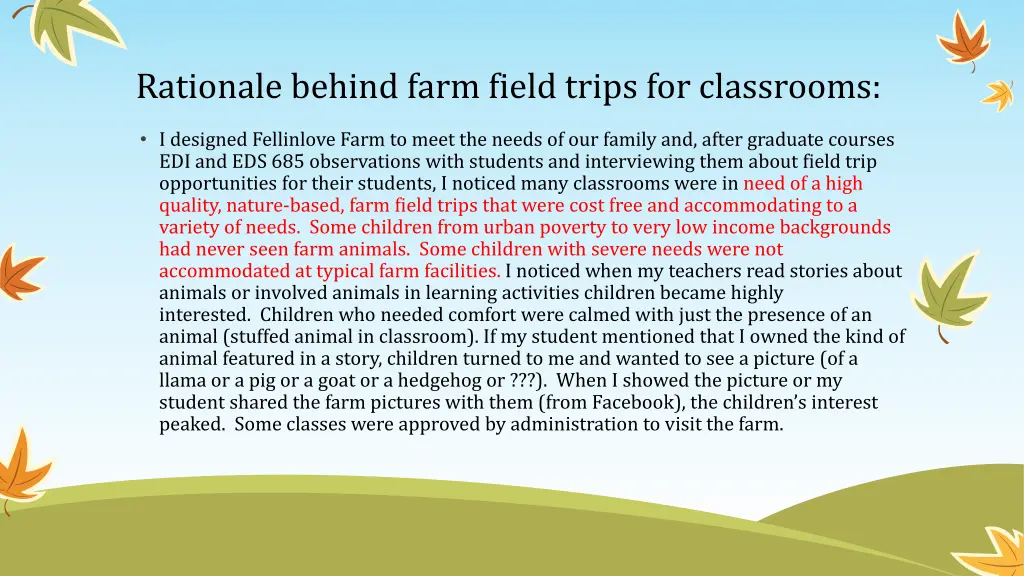 rationale behind farm field trips for classrooms