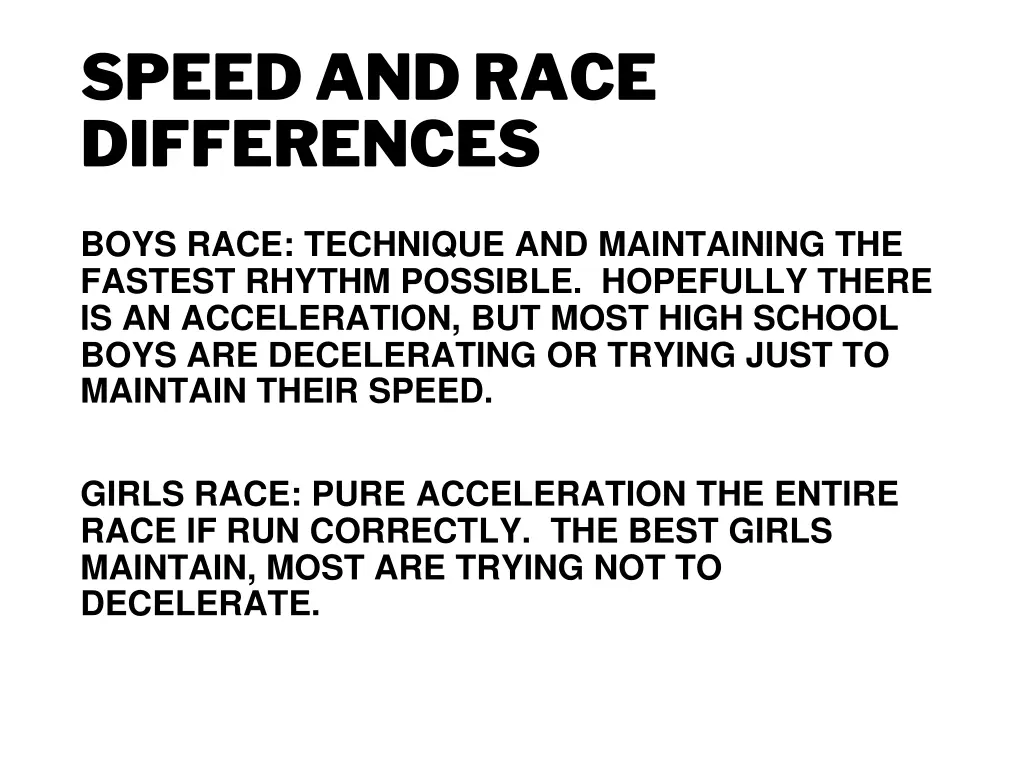 speed and race differences