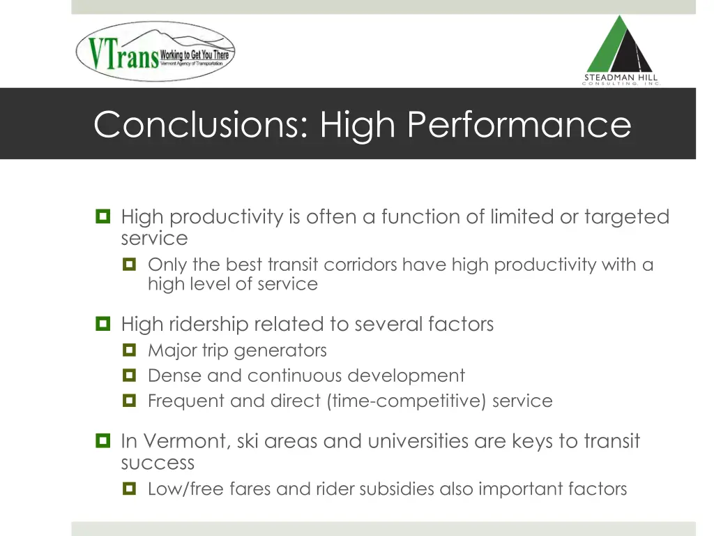 conclusions high performance
