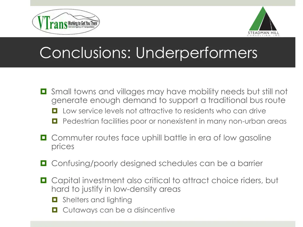 conclusions underperformers